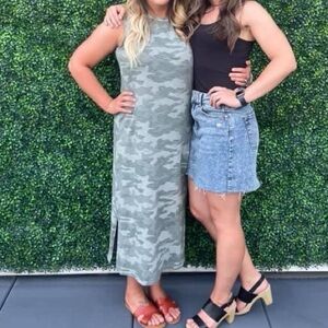 Camo shirt midi dress
